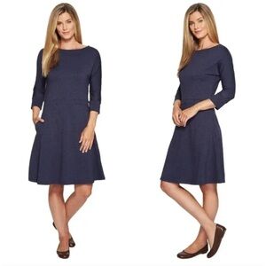 Toad&Co A-Line 3/4 Sleeve Mizdress Navy Blue Size Small Boatneck Casual Outdoor